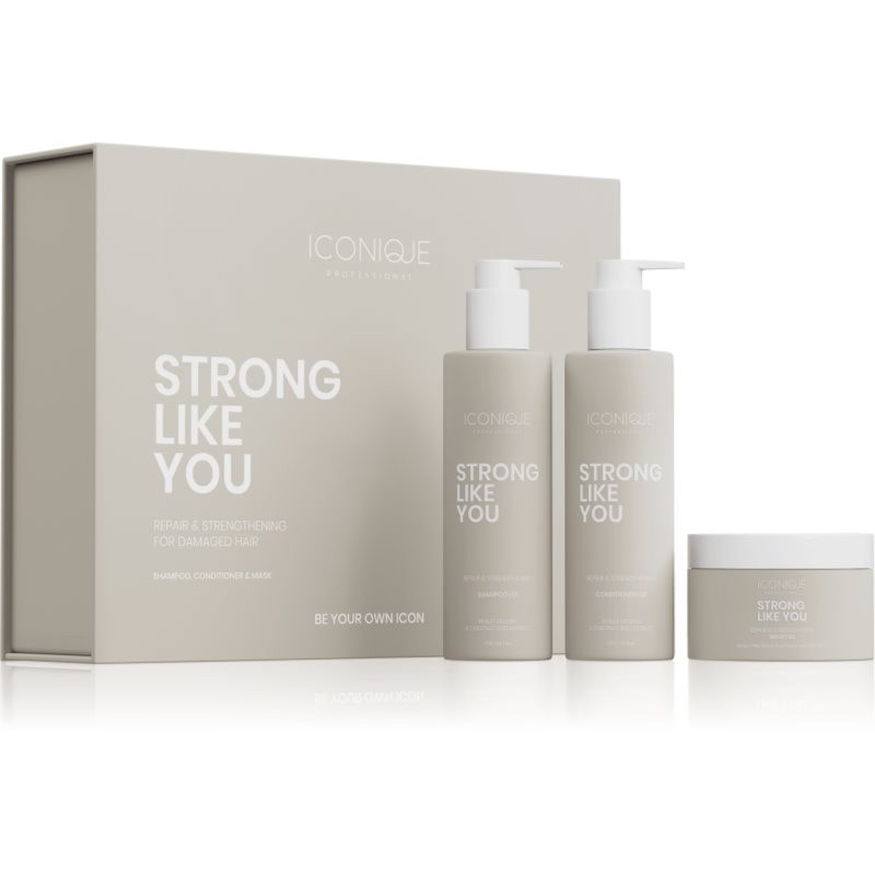 ICONIQUE Professional STRONG LIKE YOU Repair & Strengthening Set: Shampoo 250 ml, conditioner 250 ml sada pro poškozené vlasy