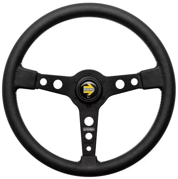 Volant Momo Prototipo 370mm - černý/černý - kůže