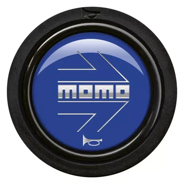 Tlačítko klaksonu Momo pro sportovní volant - modré/stříbrné