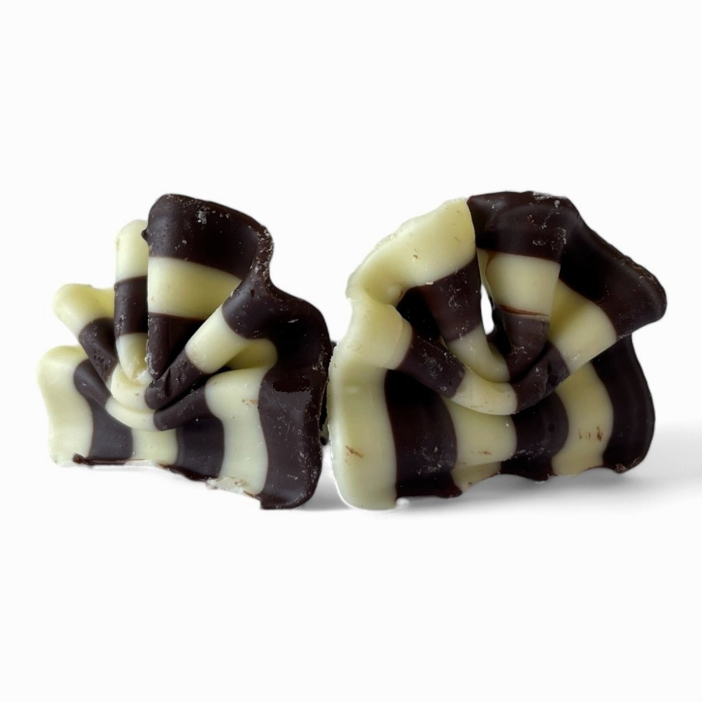 Čokoládová dekorace Vějíř (tmavá-bílá) 40g