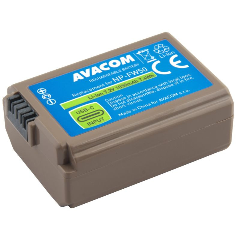 AVACOM Sony NP-FW50 vstup USB-C Li-Ion 7.2V 1030mAh 7.4Wh