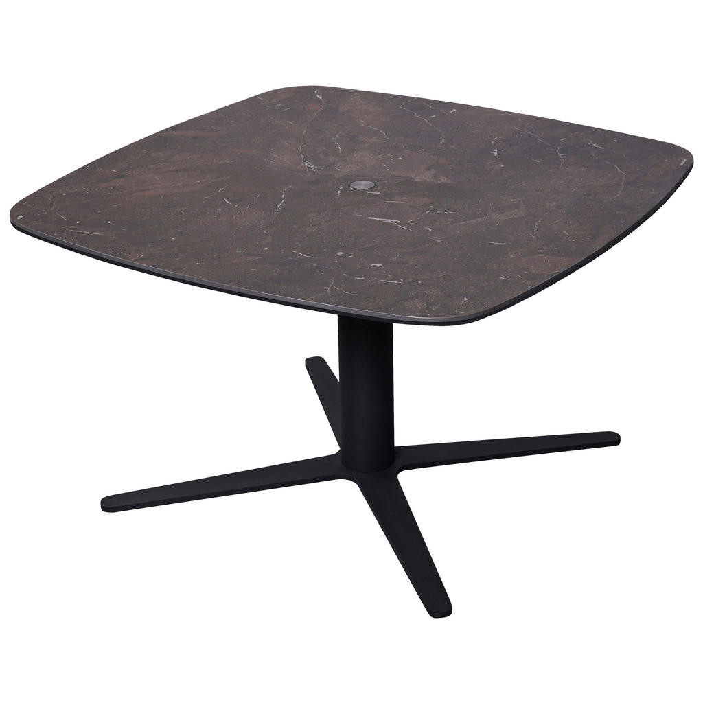 Novel KONFERENČNÍ STOLEK, antracitová, tmavě hnědá, kov, sklo, keramika, 80/80/47-67 cm