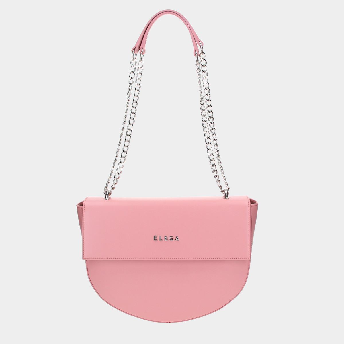 ELEGA <![CDATA[Sedlová kabelka Chainy růžová/stříbro]]>