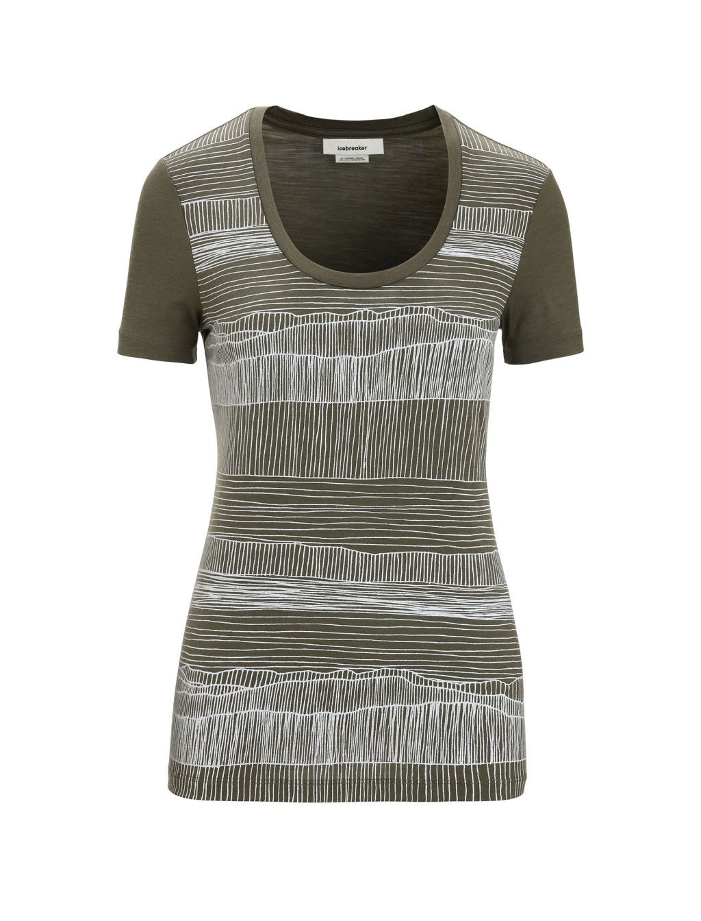ICEBREAKER Wmns Tech Lite II SS Scoop Tee Reflection Lines, Loden velikost: S