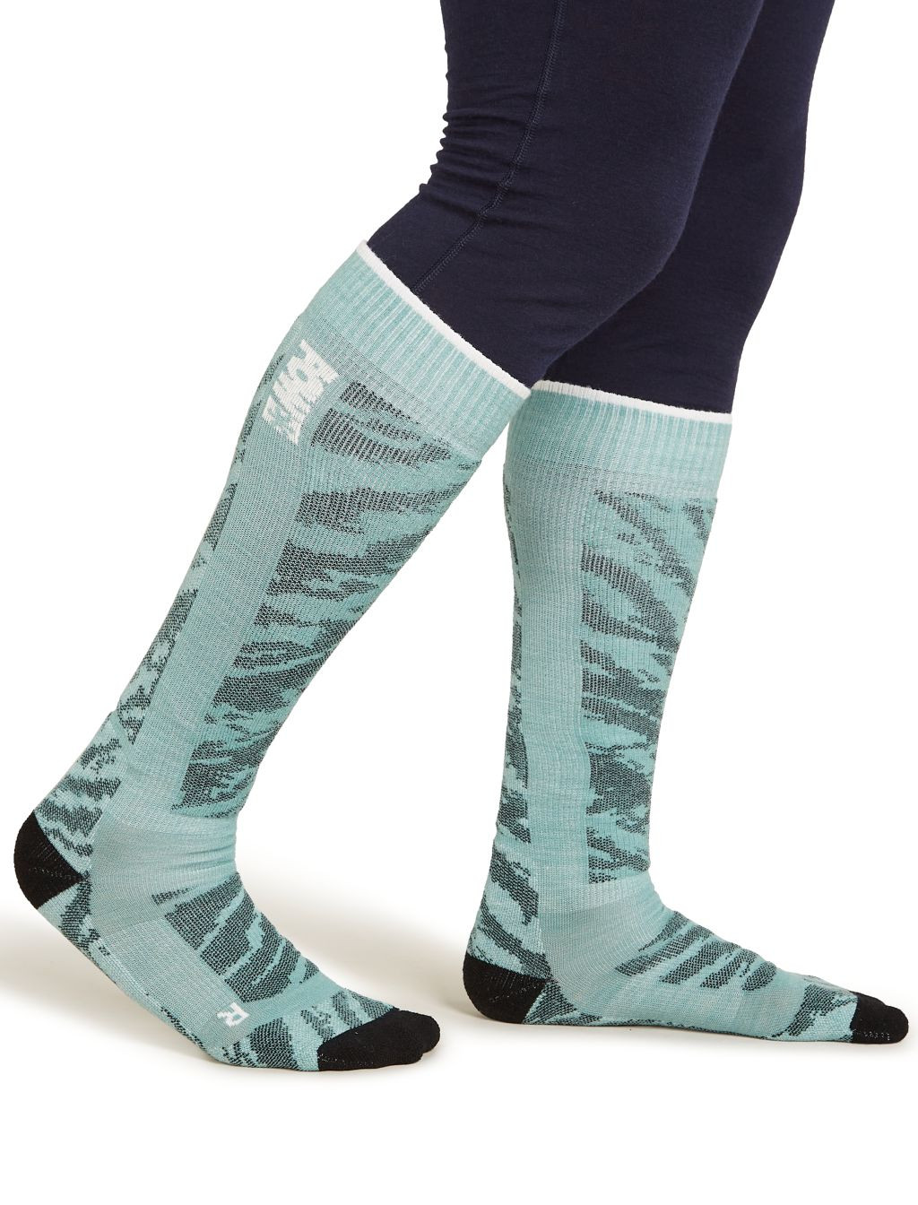 Pánské merino lyžařské ponožky ICEBREAKER Mens Ski+ Medium OTC POW, Cloud Ray/Snow/Black velikost: 42-44 (M)