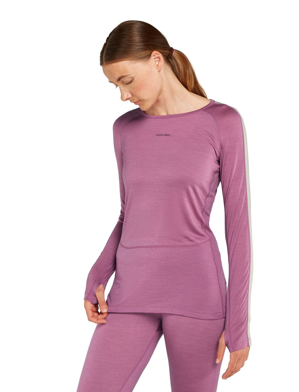 Dámské merino tričko s dlouhým rukávem ICEBREAKER Wmns 125 ZoneKnit LS Crewe, Deco/Ashen velikost: M