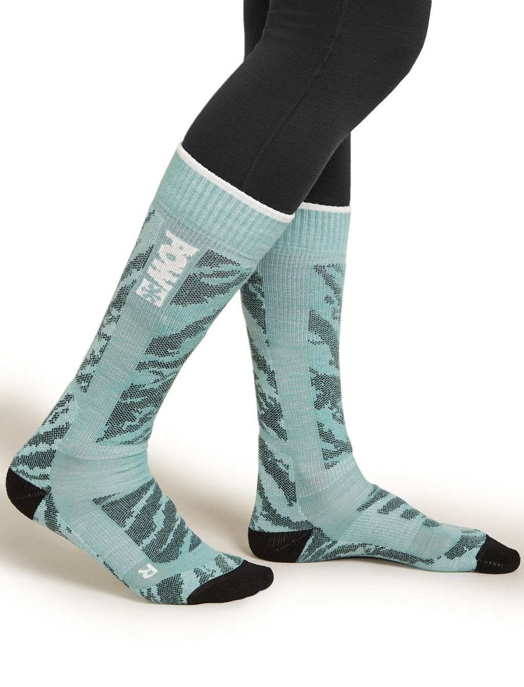 Dámské merino lyžařské ponožky ICEBREAKER Wmns Ski+ Medium OTC POW, Cloud Ray/Snow/Black velikost: 41-43 (L)