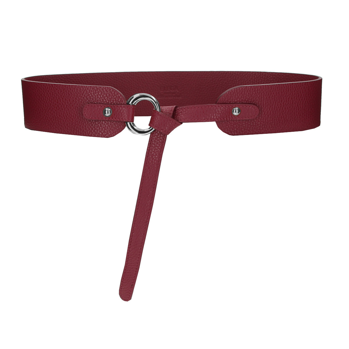 ELEGA <![CDATA[Kožený zavazovací opasek S tm.čevrená/stříbro]]>