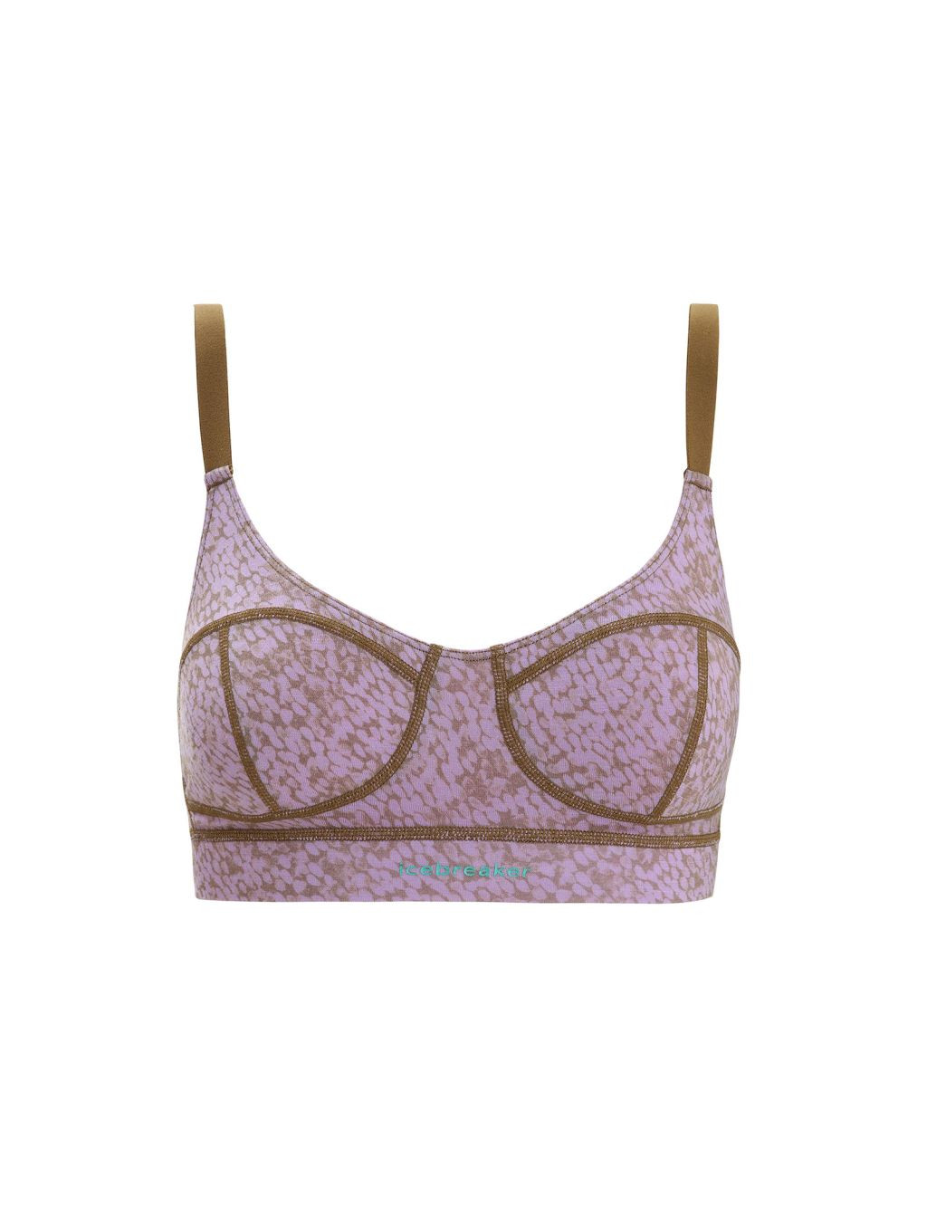 Dámská merino podprsenka ICEBREAKER Wmns Queens Clasp Bra, Algae/Purple Haze/Aop velikost: XS