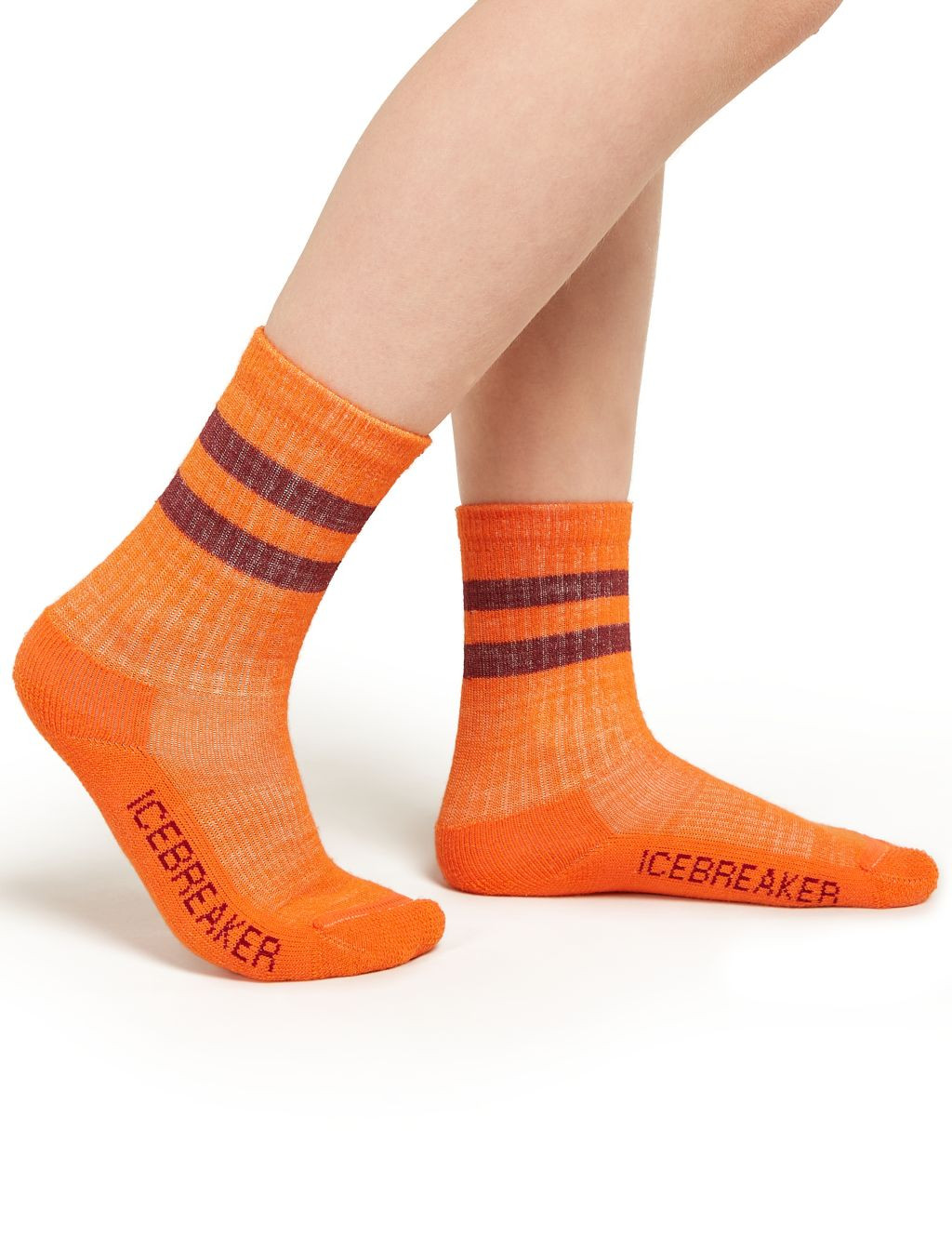 Dětské merino turistické ponožky ICEBREAKER Kids Hike Light Crew, Blaze/Port velikost: 30-32 (L)