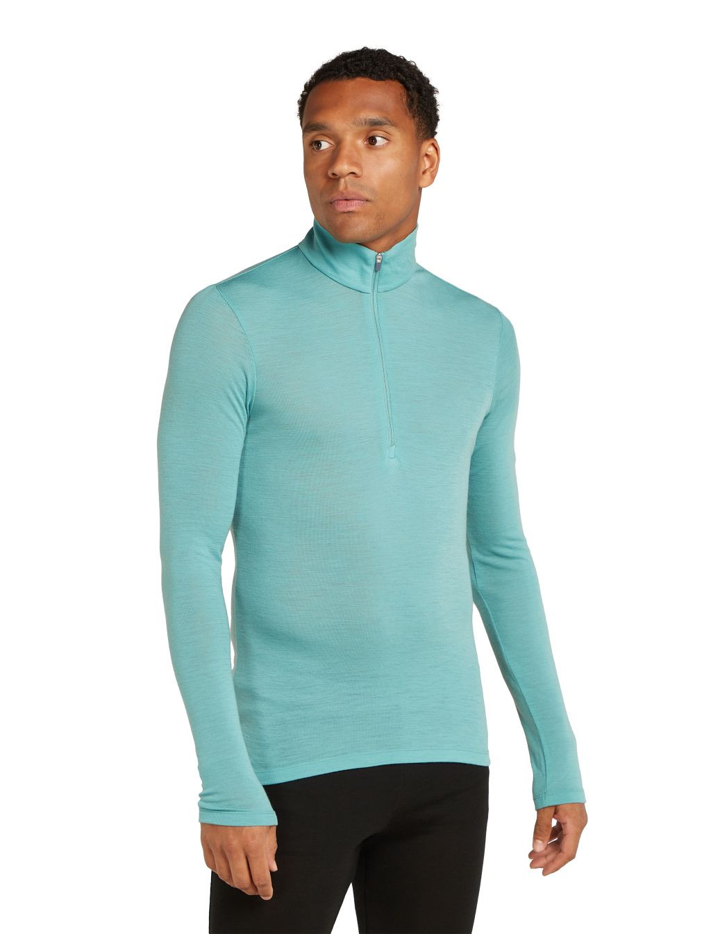 Pánské merino tričko s dlouhým rukávem ICEBREAKER Mens 175 Everyday LS Half Zip, Cloud Ray velikost: L