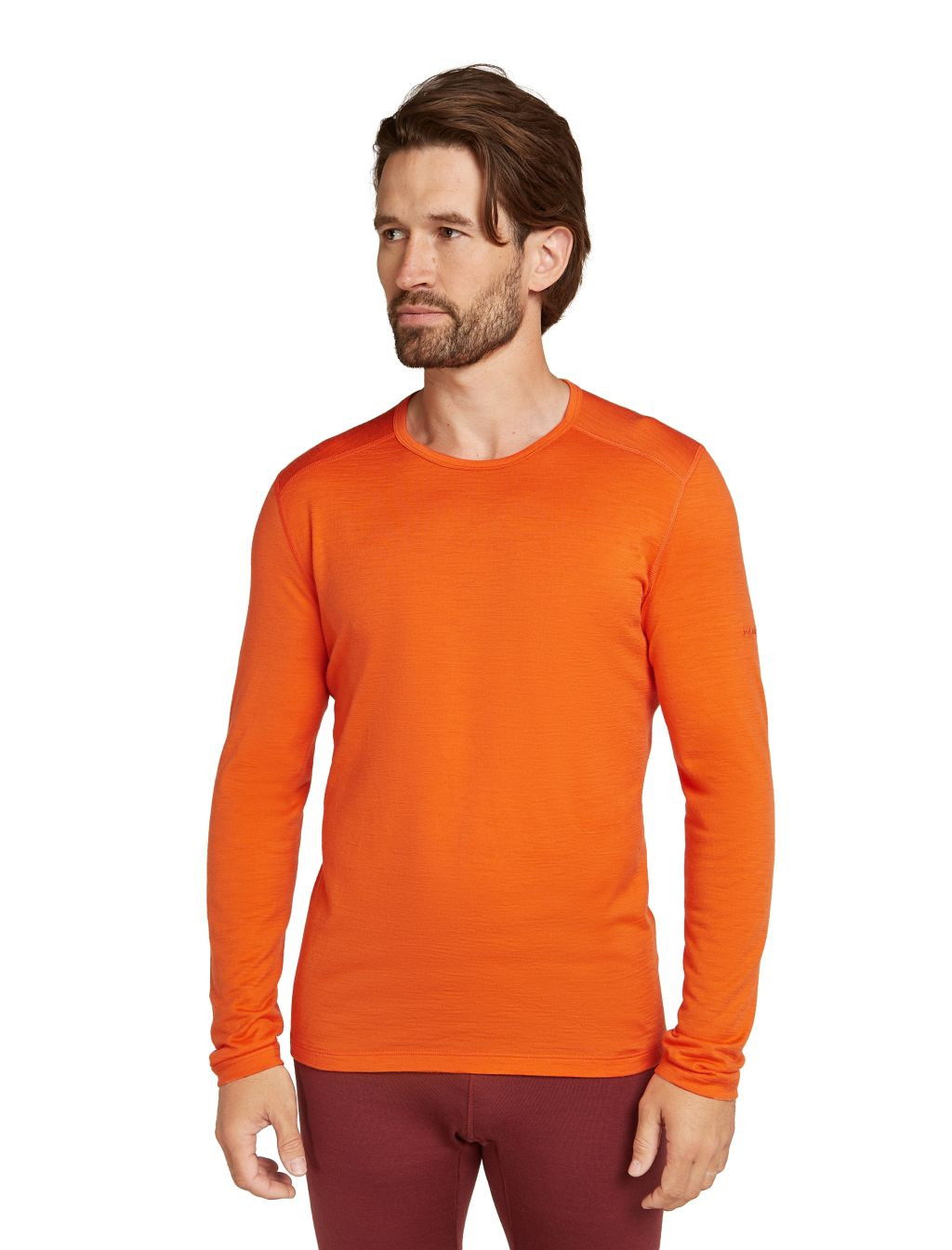 Pánské merino tričko s dlouhým rukávem ICEBREAKER Mens 200 Oasis LS Crewe, Blaze velikost: L