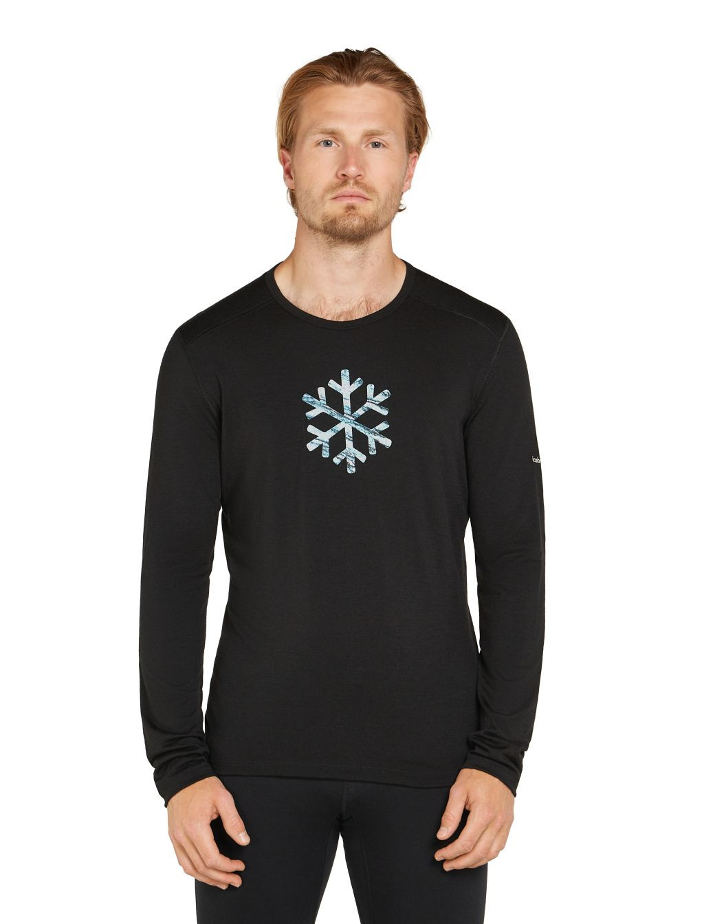 Pánské merino tričko s dlouhým rukávem ICEBREAKER Mens 200 Oasis LS Crewe POW, Black velikost: L