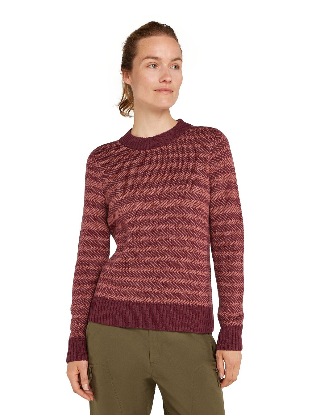 Dámský merino svetr ICEBREAKER Wmns Waypoint Crewe Sweater, Port/Cedarwood velikost: L
