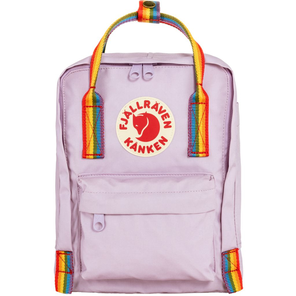 FJÄLLRÄVEN Kånken Rainbow Mini, Pastel Lavender-Rainbow Pattern (vzorek)