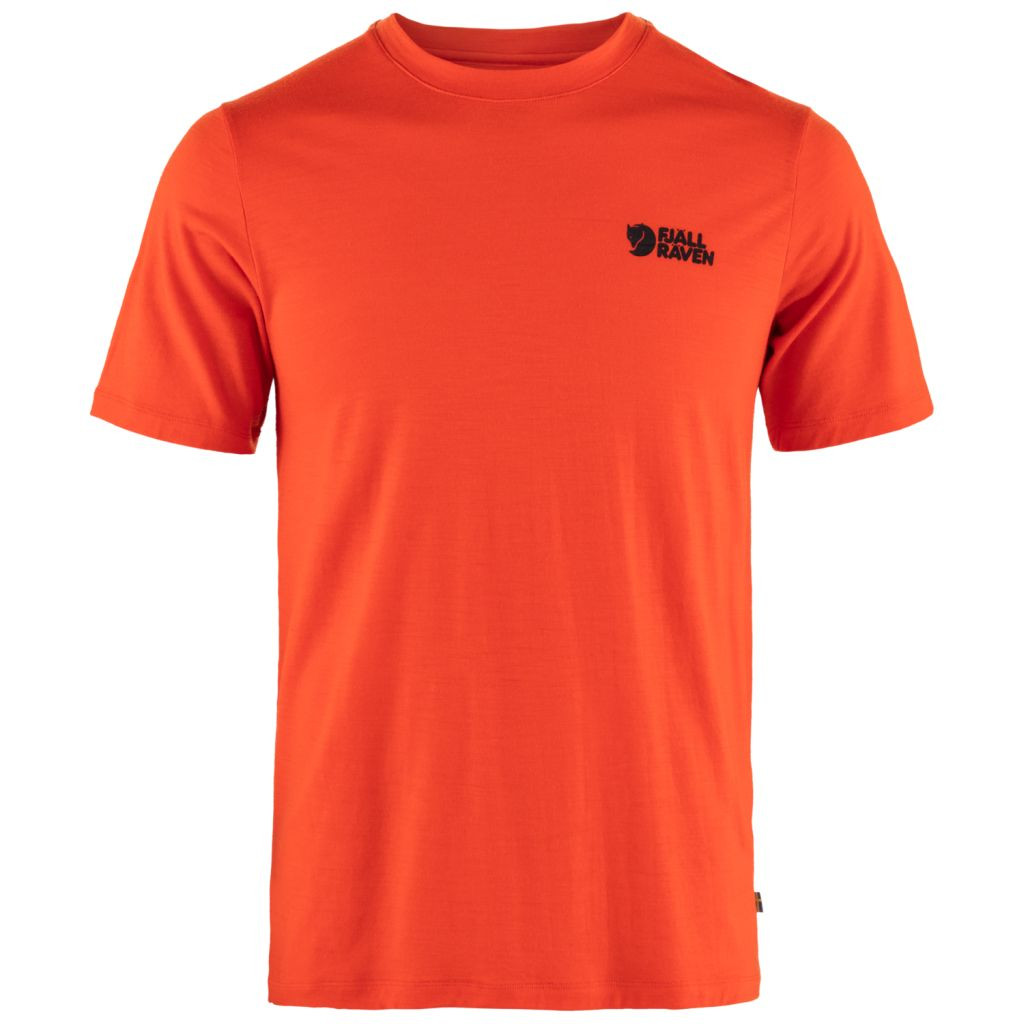 FJÄLLRÄVEN Abisko Wool Logo T-Shirt M, Flame Orange (vzorek) velikost: M