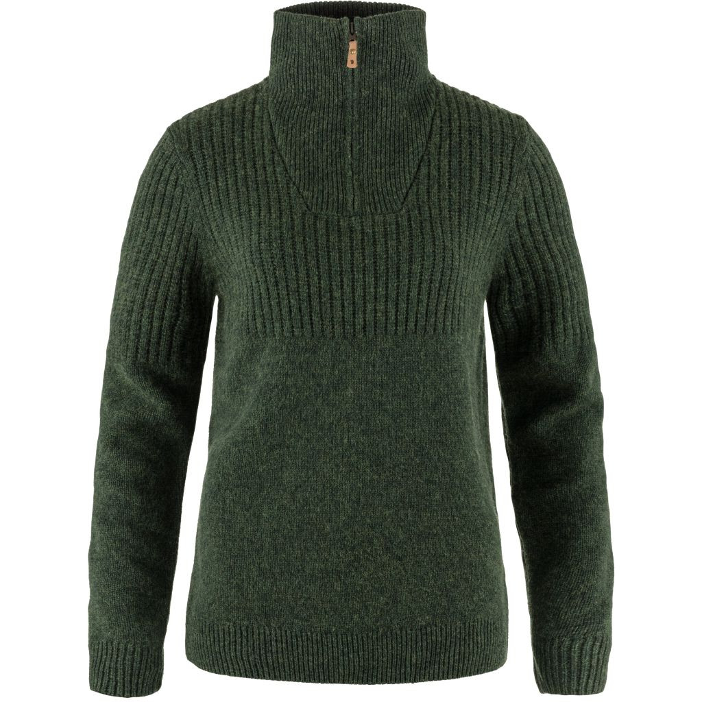 FJÄLLRÄVEN Övik Half Zip Knit W, Deep Forest (vzorek) velikost: S