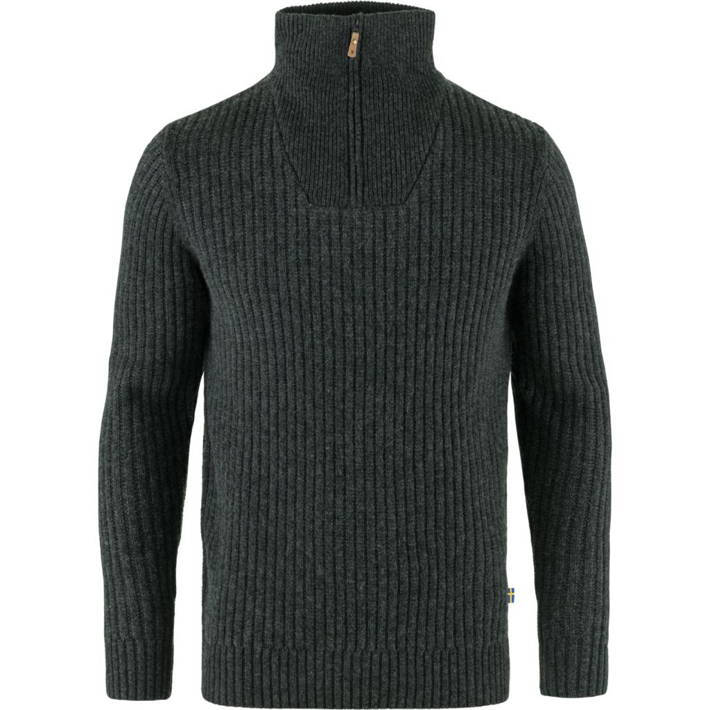 FJÄLLRÄVEN Övik Half Zip Knit M, Dark Grey (vzorek) velikost: M