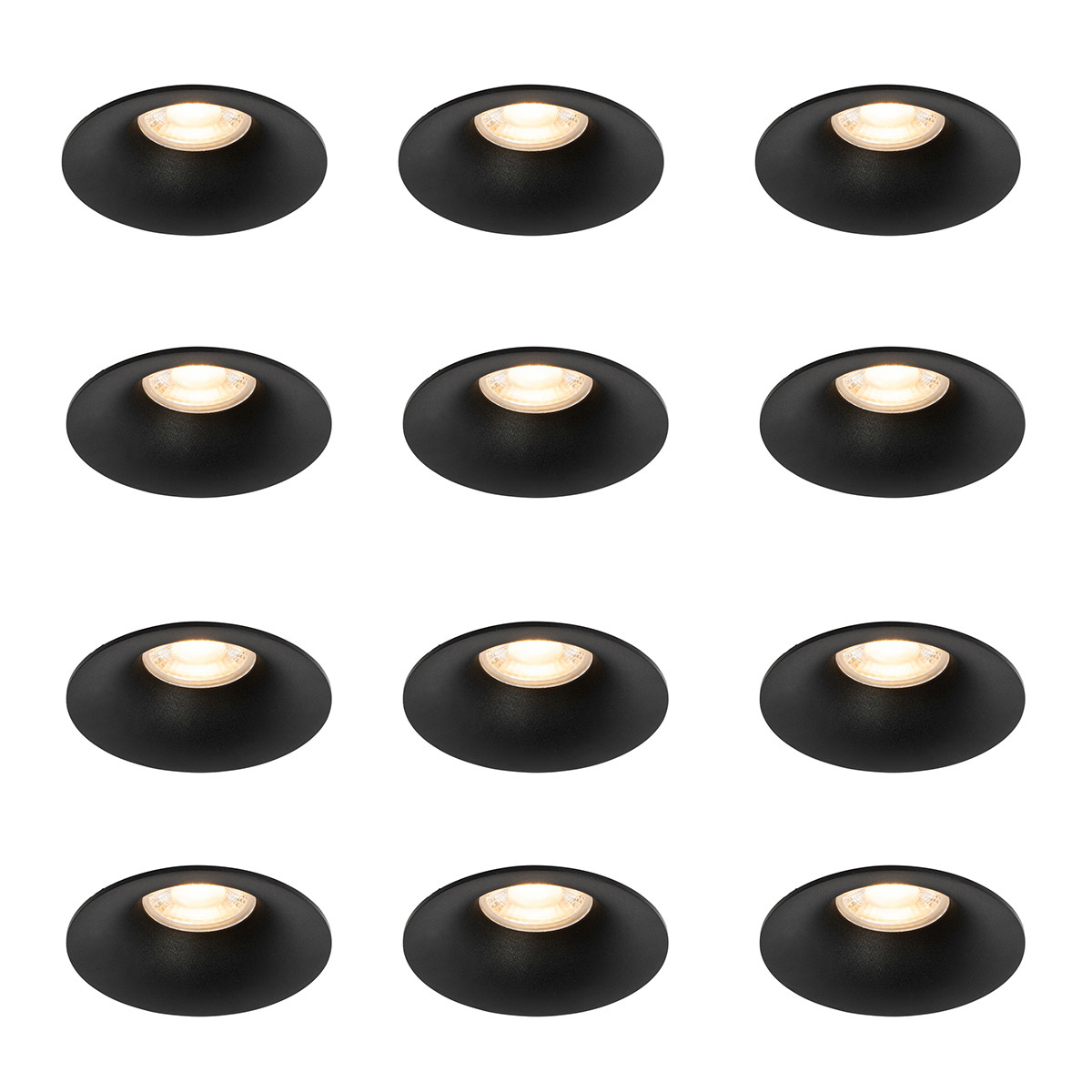 Sada 12 černých zabudovaných bodových svítidel GU10 50 mm - Gijs