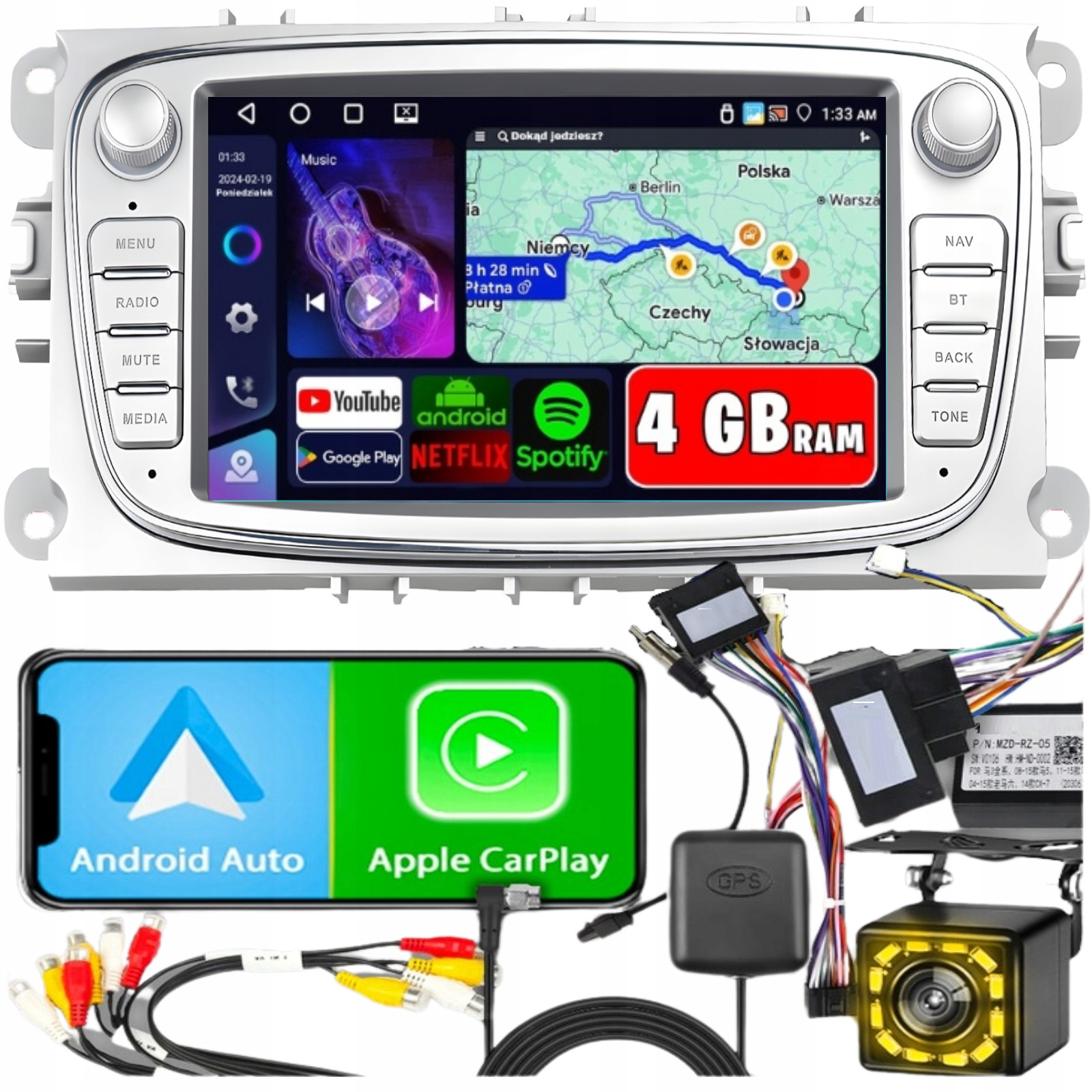 Autorádio pro Ford Mondeo MK4 Focus MK2 MK3 Galaxy Gps Android Rds