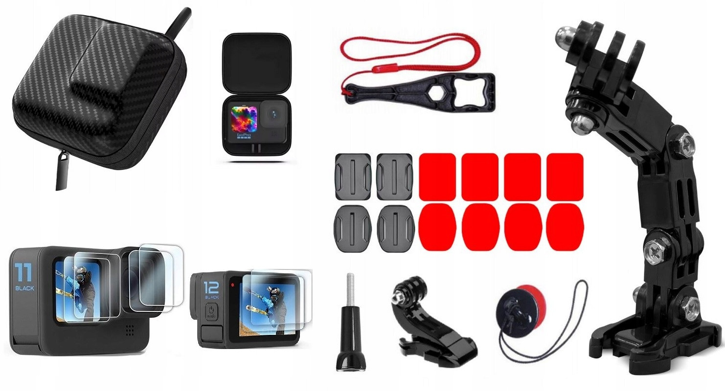 Držák Uchycení Na Kamerovou Helmu Gopro Sjcam Dij Sklo 6 Ks Pouzdro