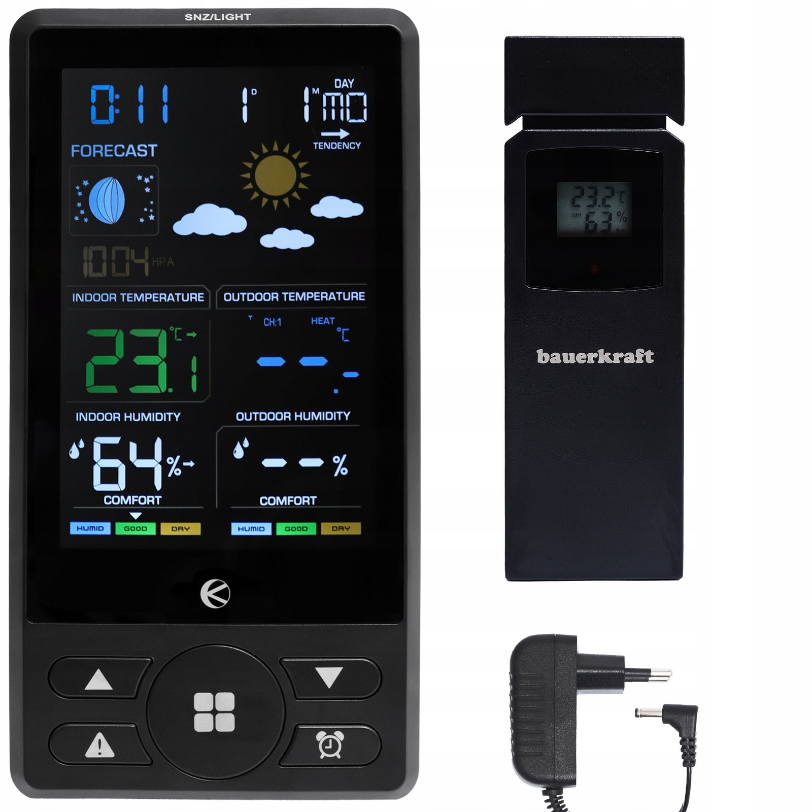 Bezdrátová meteostanice teploměr barometr hodiny budík předpověď