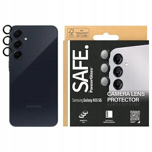 Kryt fotoaparátu Safe by PanzerGlass na Samsung Galaxy A55 5G s černým rámečkem