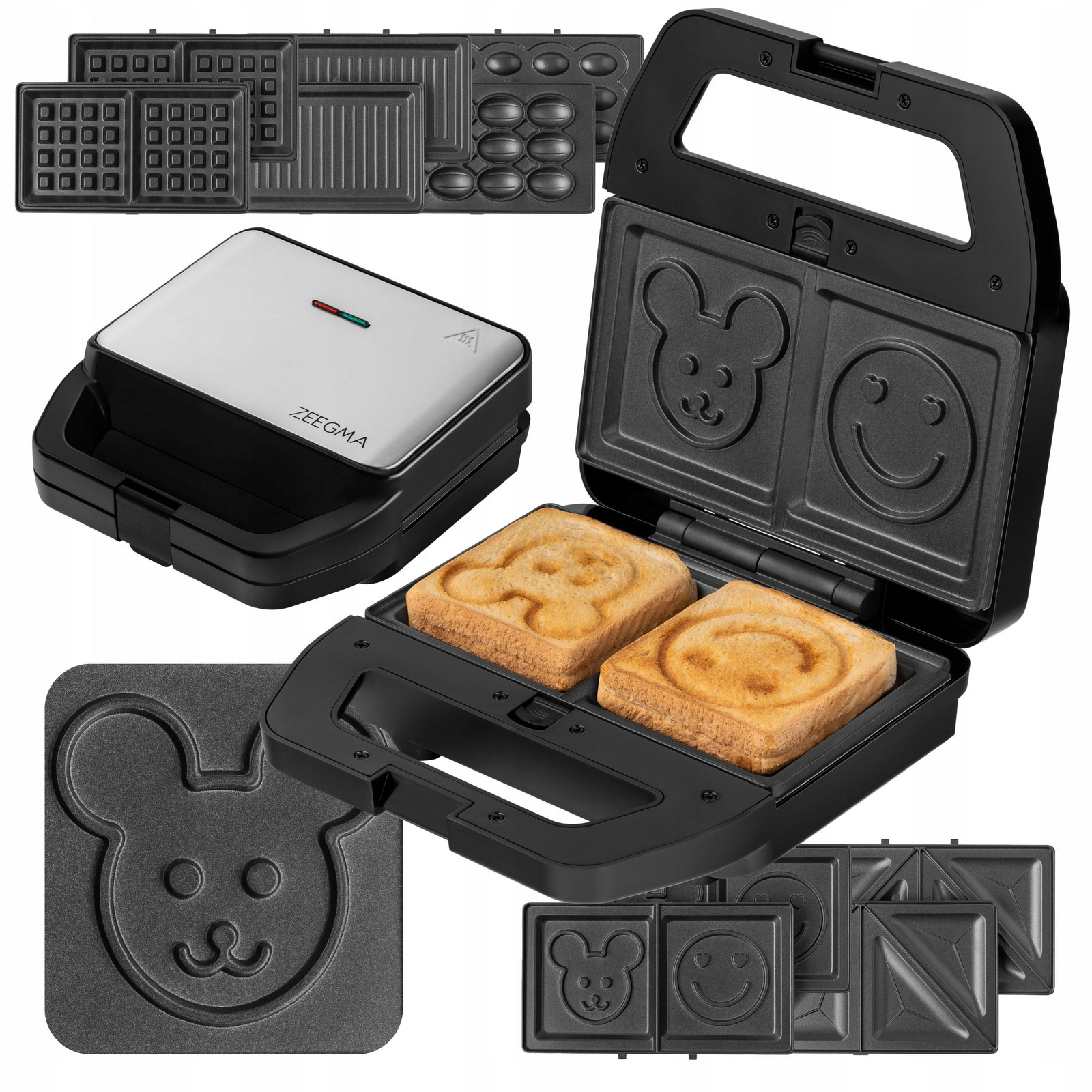 Toustovač Sendvičovač Panini Grill Vaflovač Oříšky 6v1 800W 5 Desek