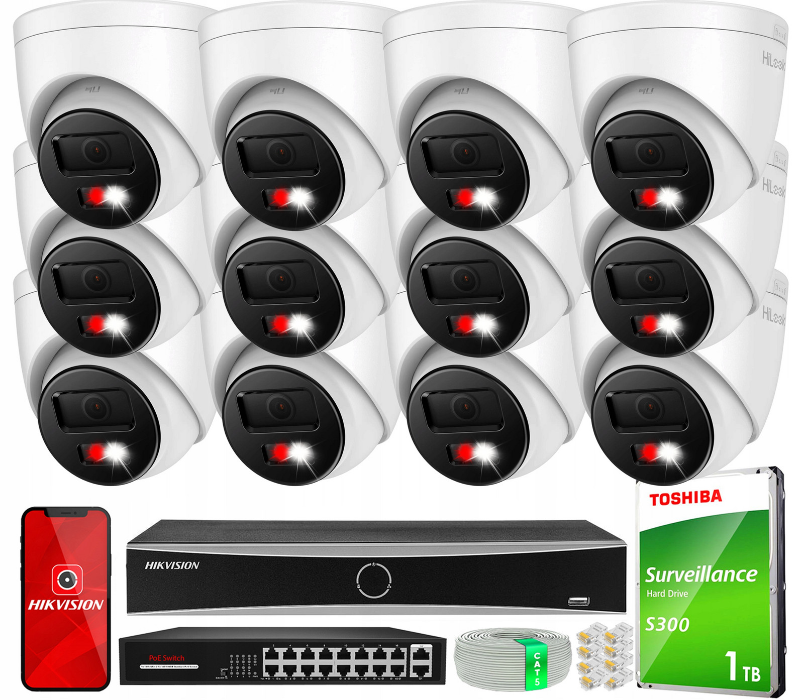 Monitorovací sada 12x 8MPx Rekordér DS-7616NXI-K2 1TB