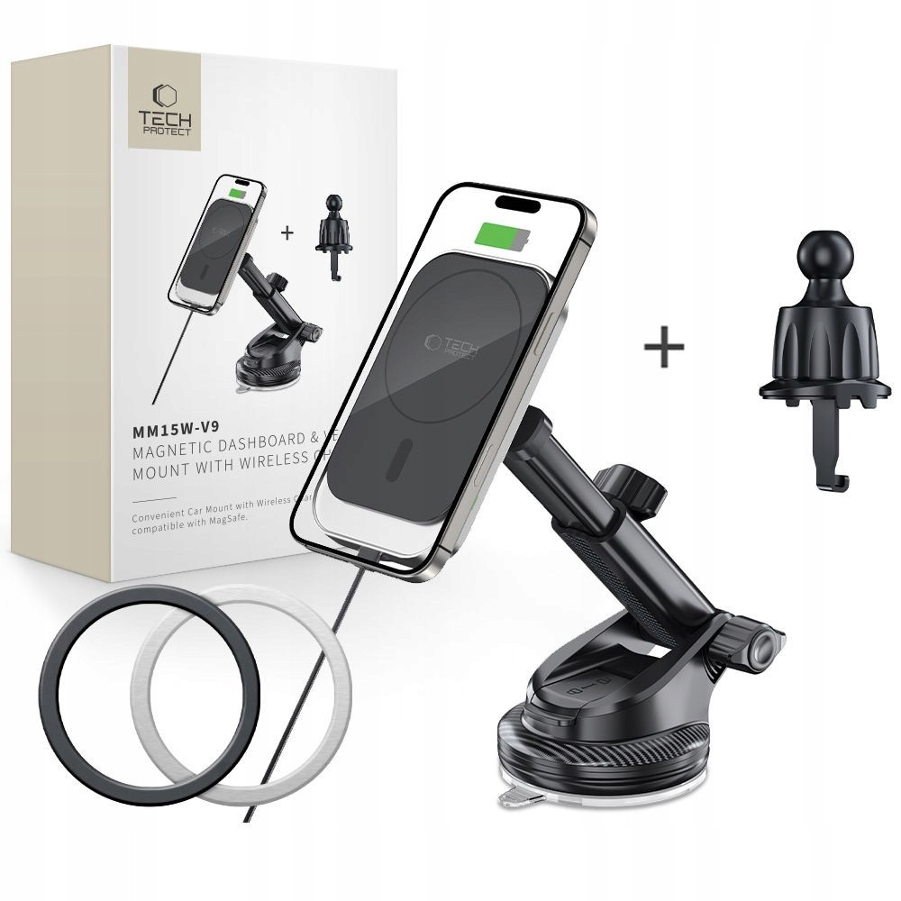 Držák Telefonu Do Auta Do Mřížky Na Kokpit Tech-protect MM15W-V9 15W