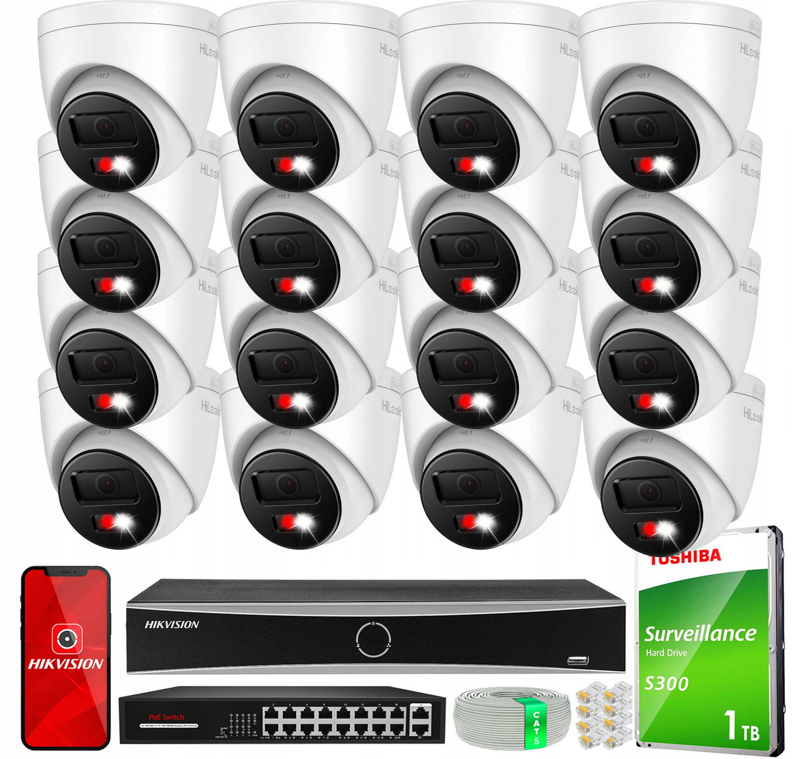 Monitorovací sada 16 kamer IPC-T280HA-LUF/SL 8MPx Rekordér Disk 1TB