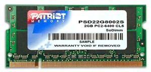Paměť Patriot Memory Signature PSD22G8002S (DDR2 So-dimm; 1 x 2 Gb; 800 Mh