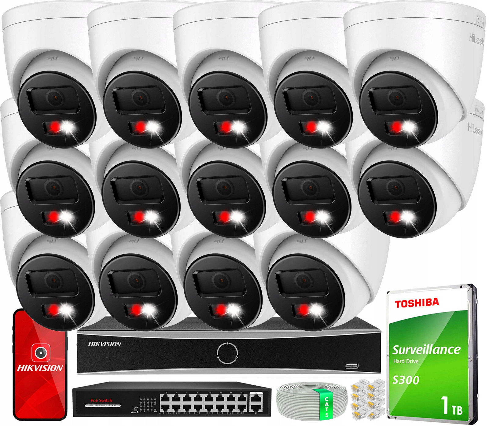 Sada monitorovacích kamer 14x IPC-T280HA-LUF/SL Rekordér 16x PoE