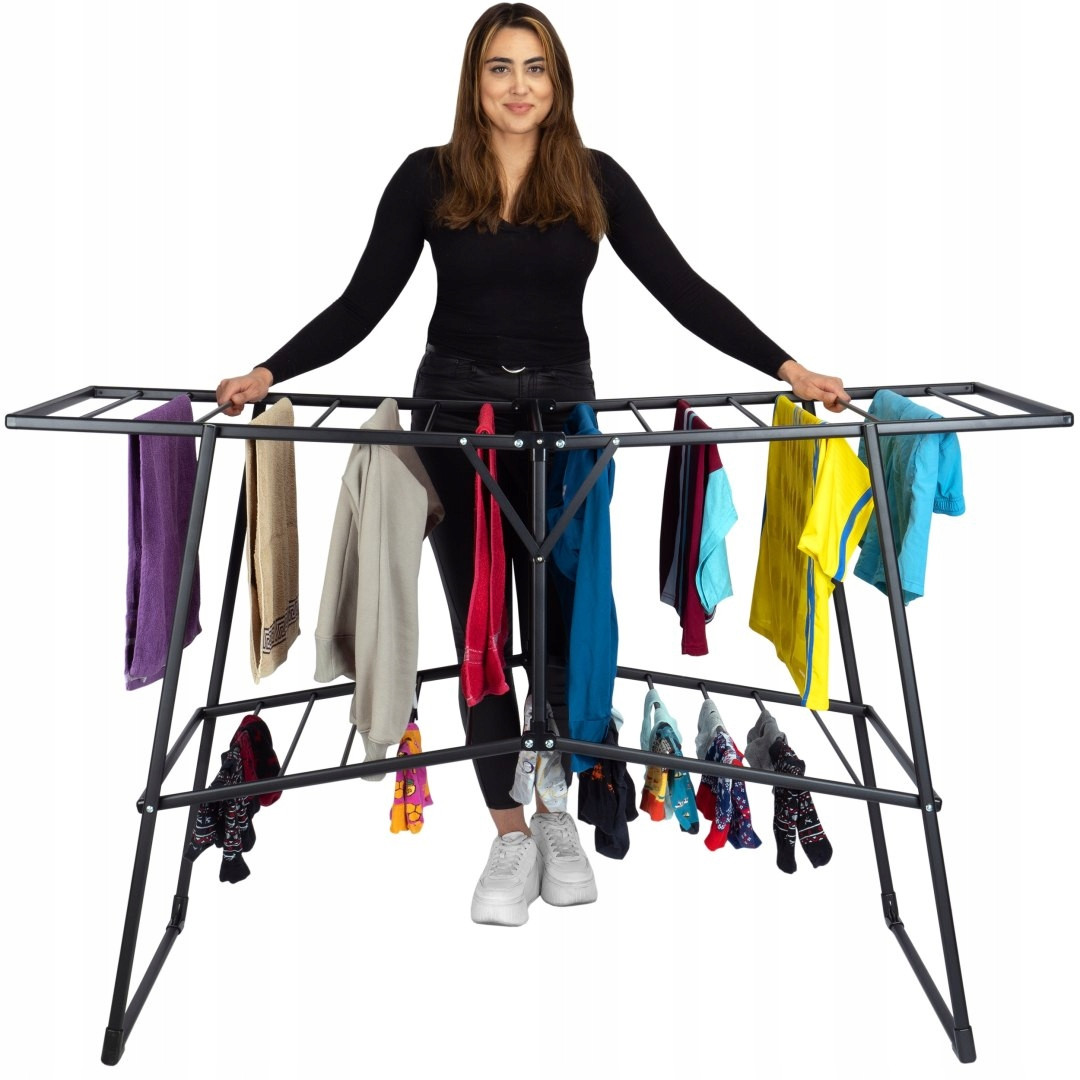 Sušák Oděvů Stojící Dvoupatrová Na Prádlo Patrová Skládací Premium