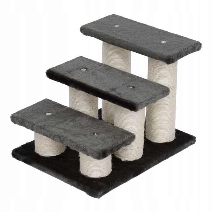 PawHut Škrabadlo schody pro kočky nebo psa, šedé