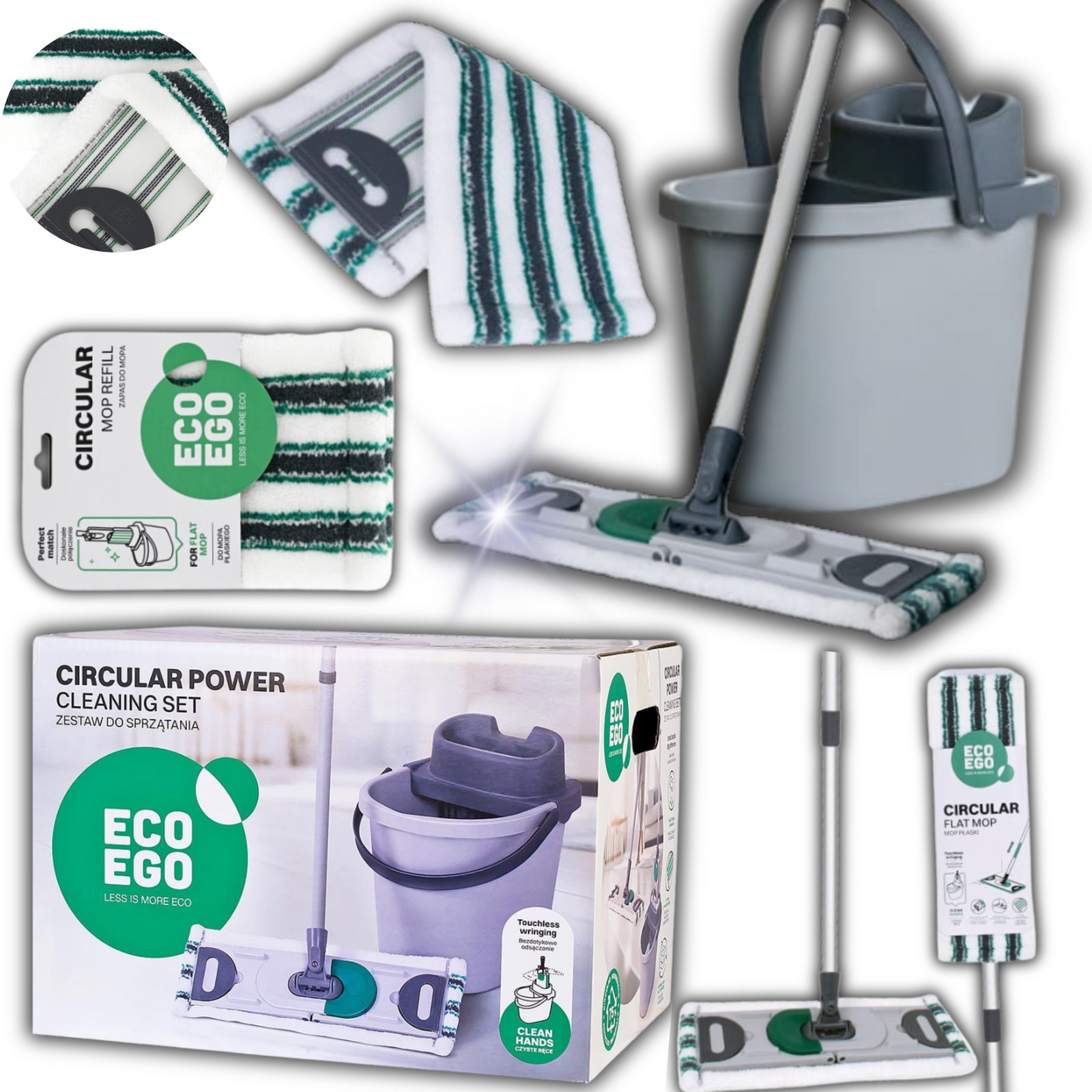 York Eco Ego Kbelík a plochý mop zásoba ekologických materiálů