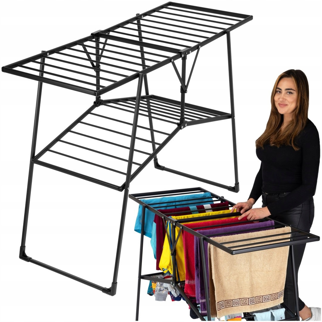 Sušák Na Prádlo Stojící Dvoupatrový Na Oblečení Patrový Prostorný Skládací