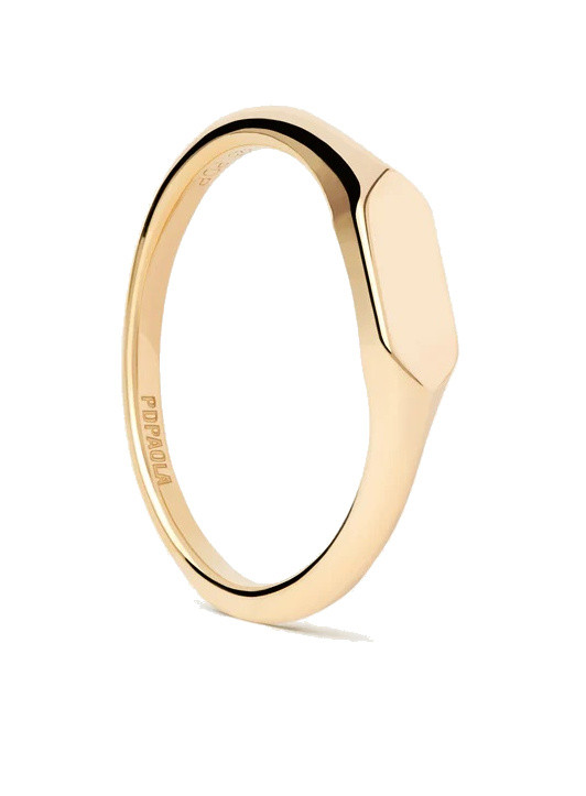 PDPAOLA Minimalistický pozlacený prsten Hexagon Mini AN01-C47 48 mm