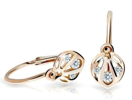 Cutie Diamonds Krásné dětské náušnice z růžového zlata s diamanty C2265-10-10-X-4-D