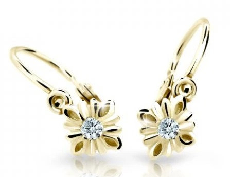 Cutie Diamonds Dětské kytičkové náušnice ze žlutého zlata s diamanty C2261-10-10-X-1-D