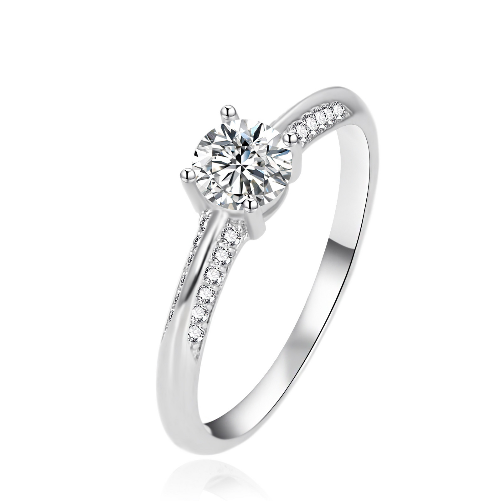 Agato Stříbrný zásnubní prsten se zirkony AGT-R14W 52 mm