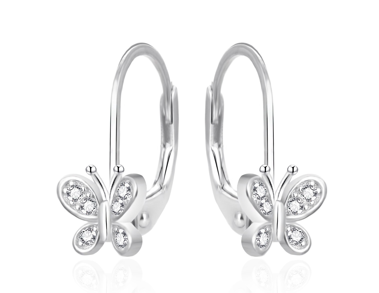 Agato Stříbrné dívčí náušnice Motýlci se zirkony AGT-ED016LW