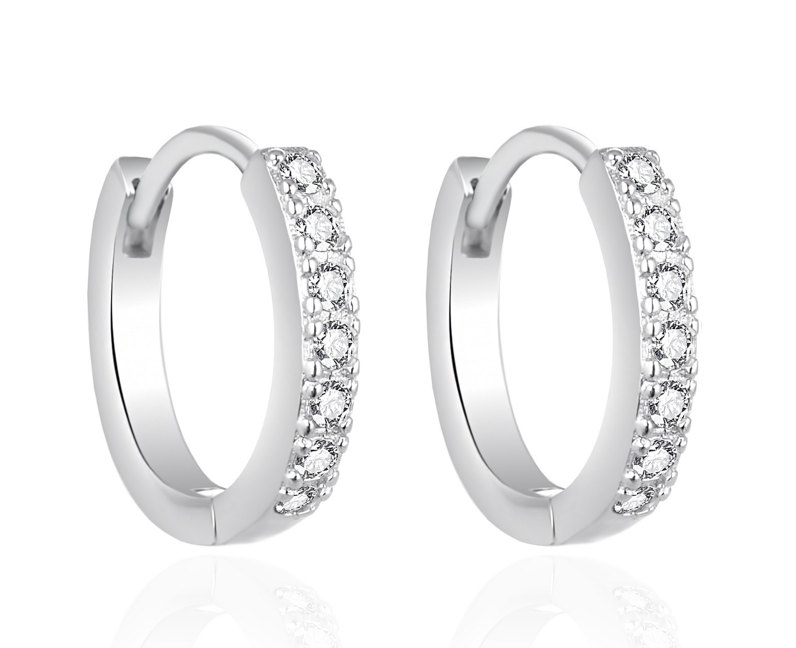 Agato Stříbrné kruhové náušnice s čirými zirkony AGT-E060KW