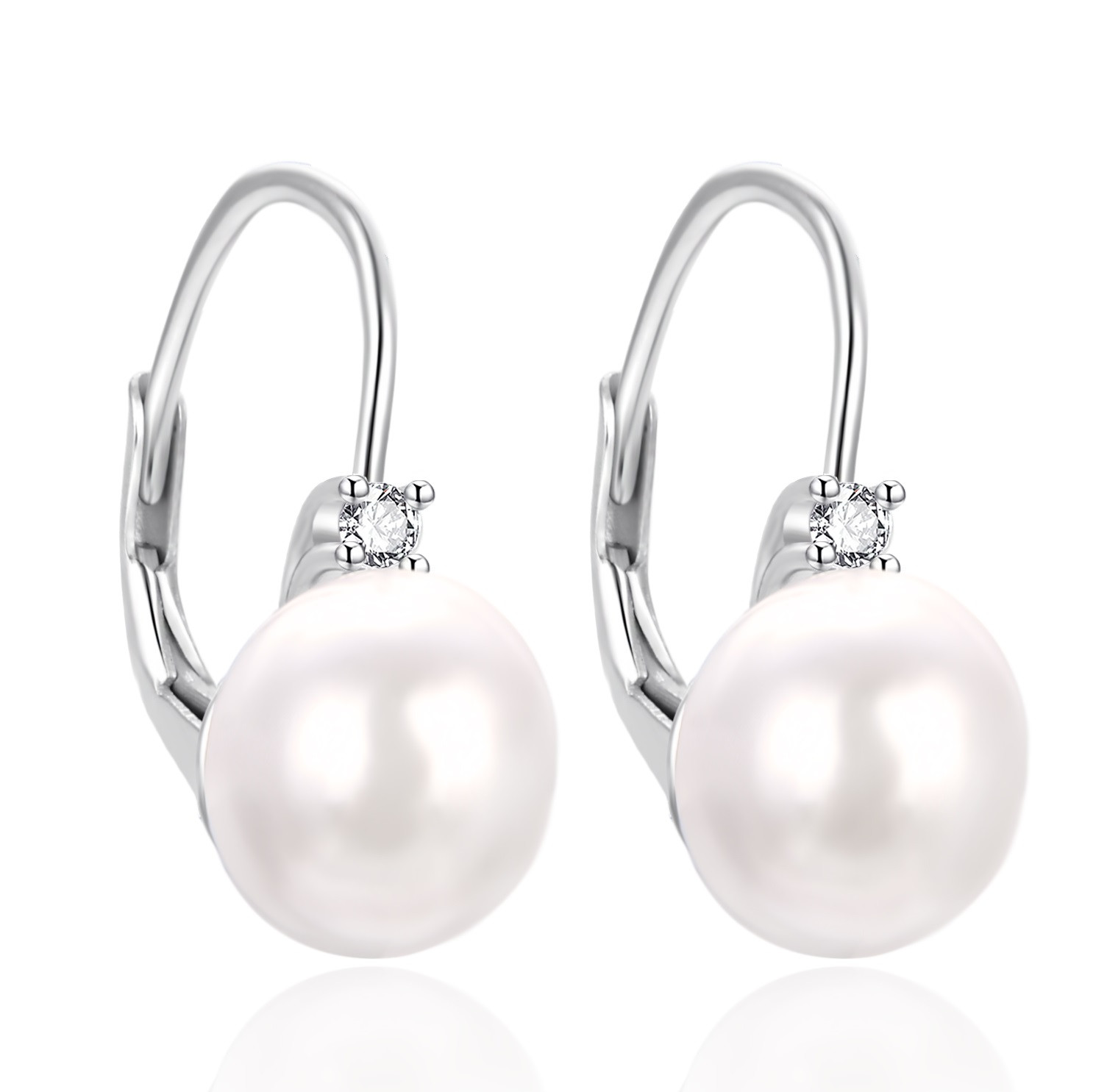 Agato Stříbrné náušnice s říční perlou AGT-E116LW-P