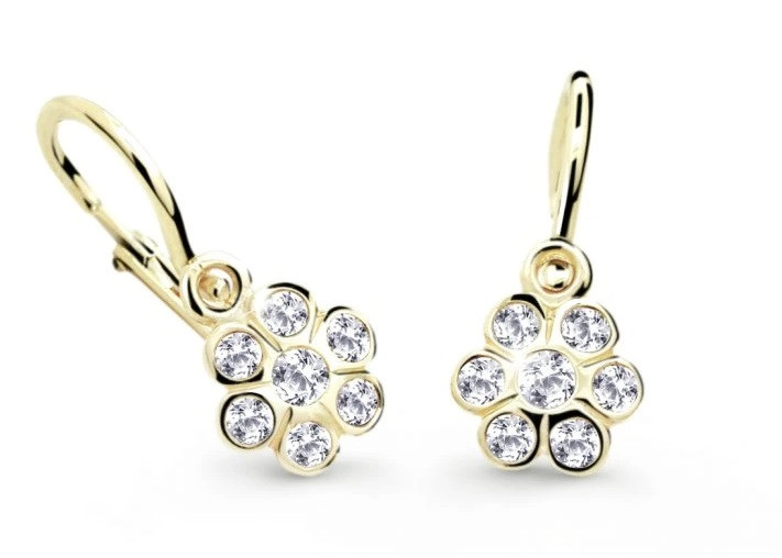Cutie Diamonds Třpytivé dětské náušnice ze žlutého zlata s brilianty DC1737-10-00-X-1