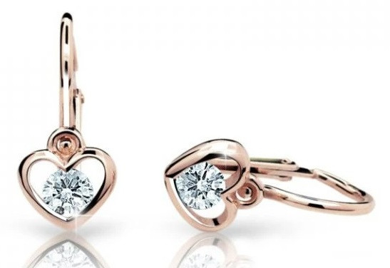 Cutie Diamonds Dětské náušnice Srdíčka z růžového zlata s brilianty DC1943-10-10-X-4