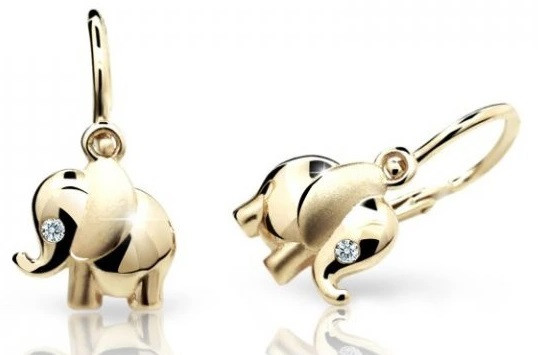 Cutie Diamonds Dětské náušnice Sloník ze žlutého zlata s brilianty DC1955-10-00-X-1