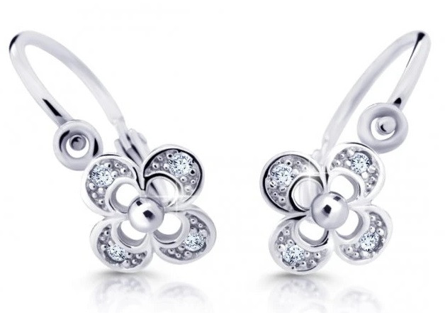 Cutie Diamonds Dětské náušnice z bílého zlata Čtyřlístek s brilianty DC2200-10-00-X-2