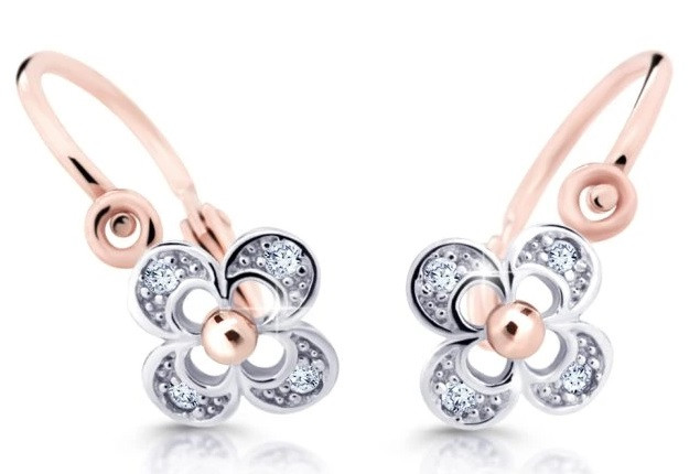 Cutie Diamonds Dětské bicolor náušnice ze zlata Čtyřlístek s brilianty DC2200-10-00-X-4