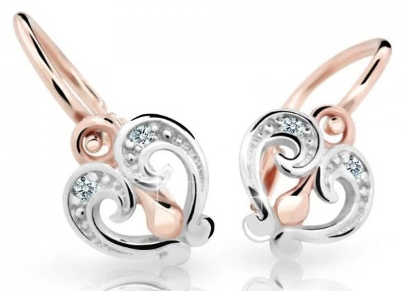 Cutie Diamonds Něžné dětské bicolor náušnice ze zlata s brilianty DC2211-10-00-X-4